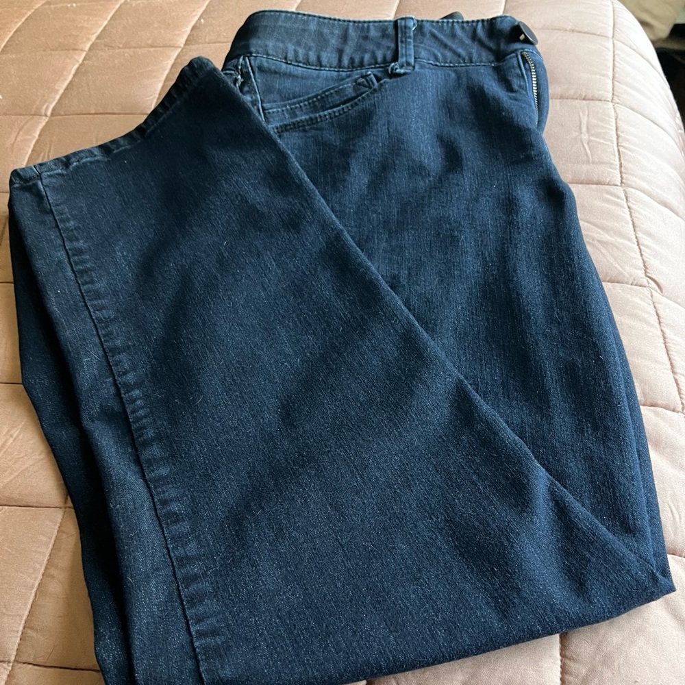 Womens Wit & Wisdom Blue Straight Jeans, neger worn, dark indigo blue, size 16